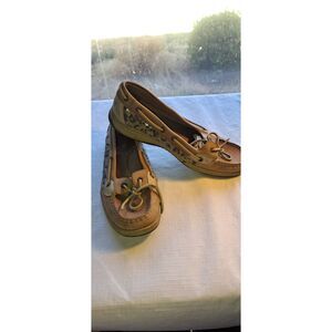 Womens Size 9 Leppard Print & Tan Sperry Loafers Slip Ons